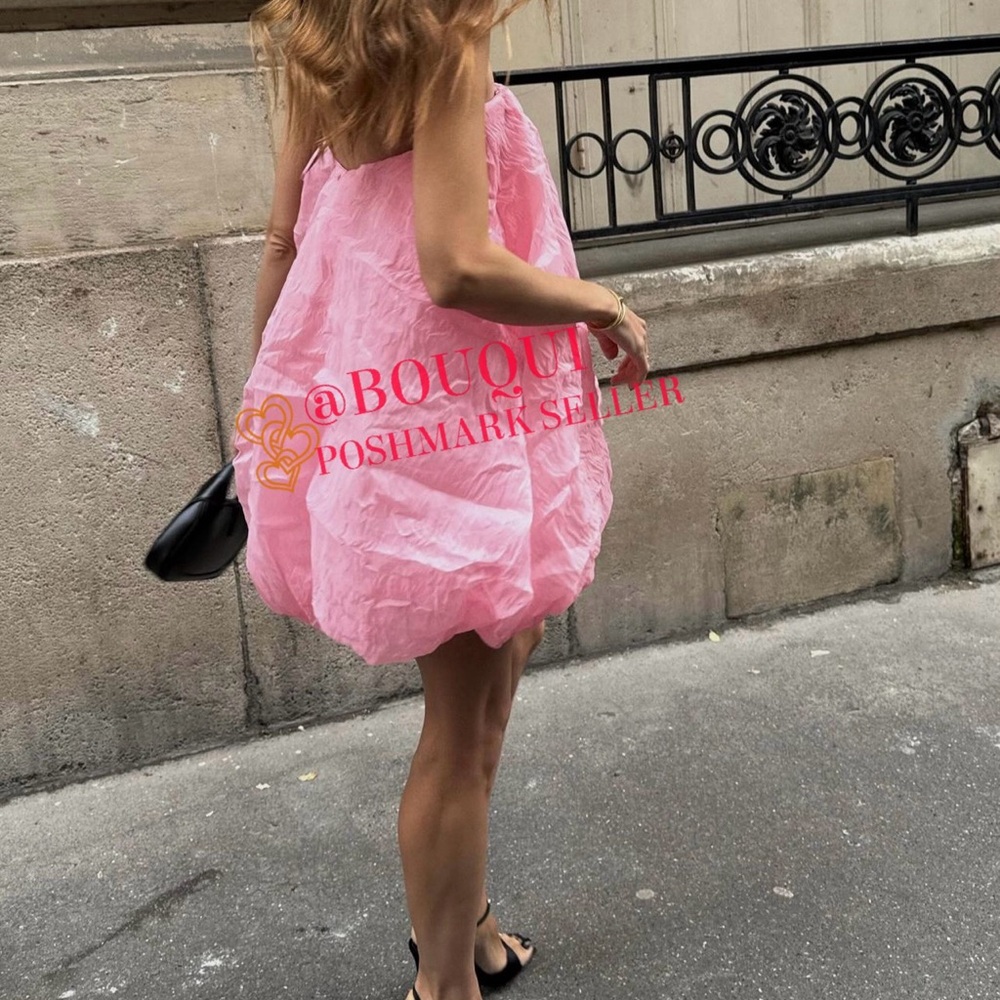 BLOGGERS FAV ZARA PINK ORGANZA BALLOON MINI DRESS - Picture 10 of 11